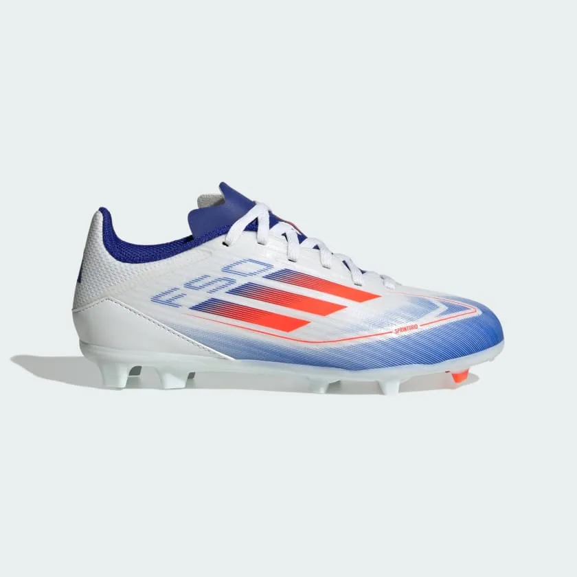 adidas F50 LEAGUE Firm/Multi-Ground Cleats | Cloud White-Solar Red-Lucid Blue | Kid's Unisex