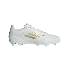 adidas F50 League Firm/Multi-Ground Soccer Cleats | Cloud White-Gold Metallic | Men's