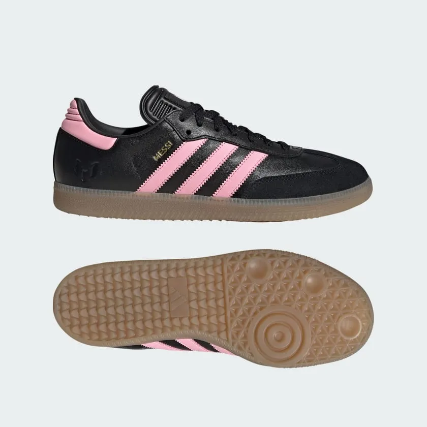 adidas SAMBA MESSI Indoor Soccer Shoes | Core Black-Gold Metallic-Gum | Men's