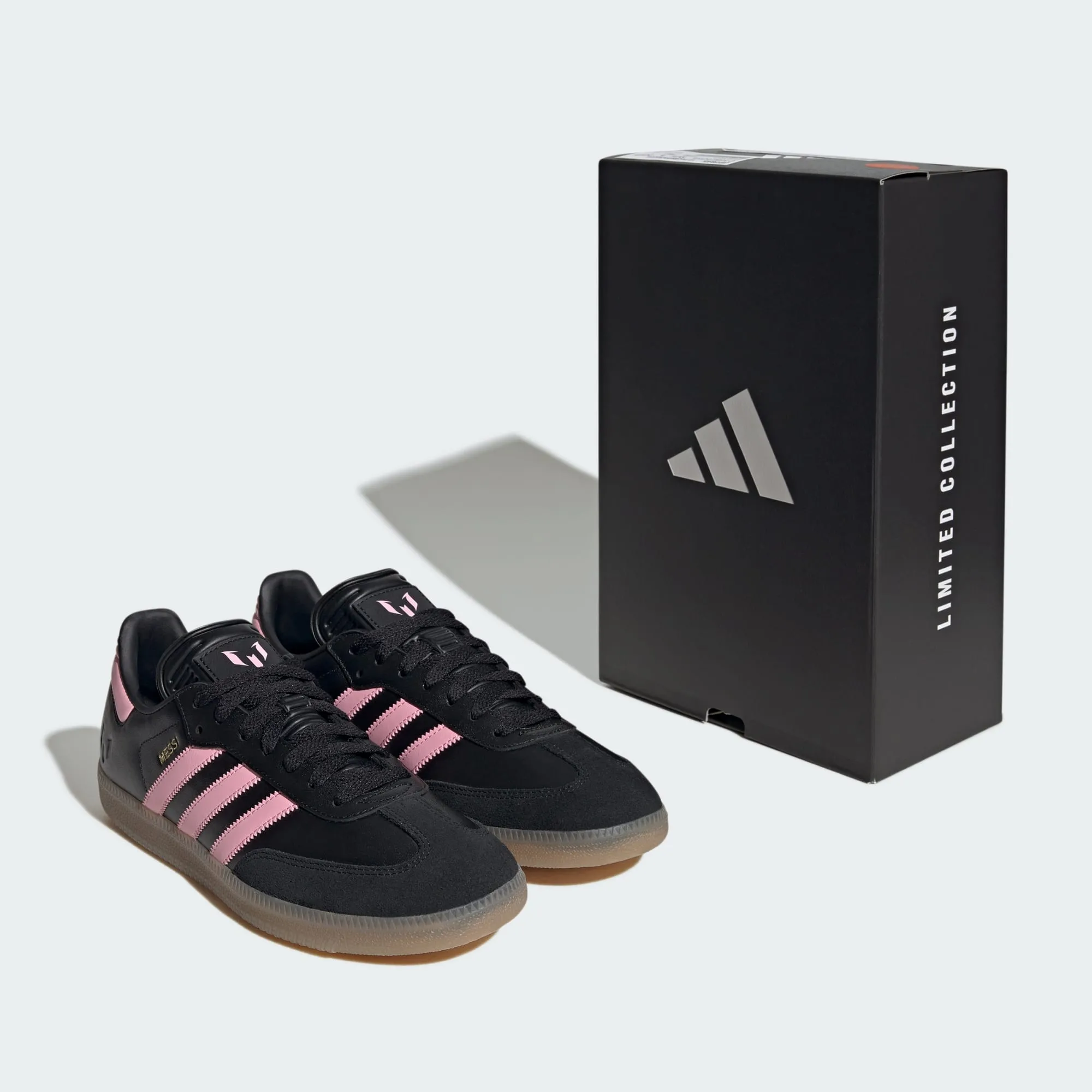 adidas SAMBA MESSI Indoor Soccer Shoes | Core Black-Gold Metallic-Gum | Men's