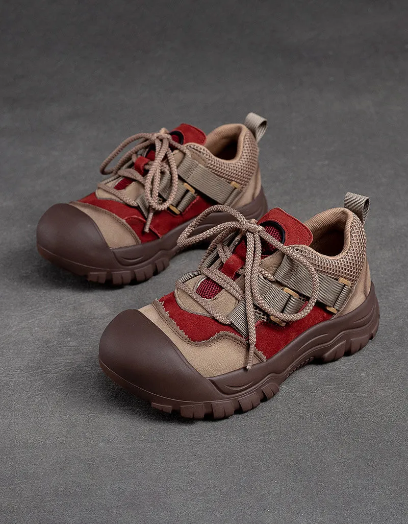 Anti-slip Lace-up Casual Walking Shoes Wide Toe