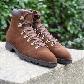 Brown Suede Larett Chunky Hiking Combat Boots - Hiking and Trekking Boots