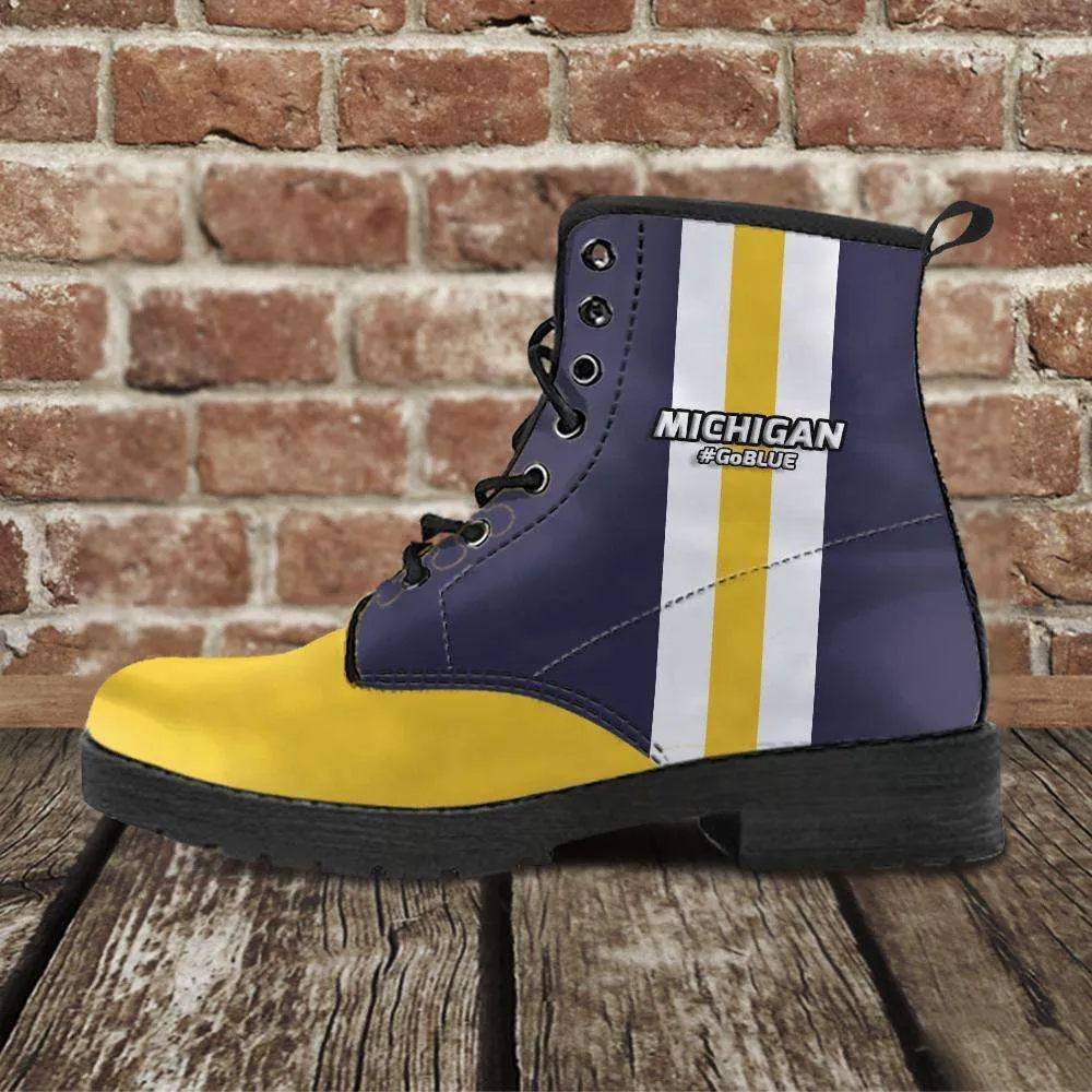 #GoBlue Michigan Faux Leather 7 eye Lace-up Boots