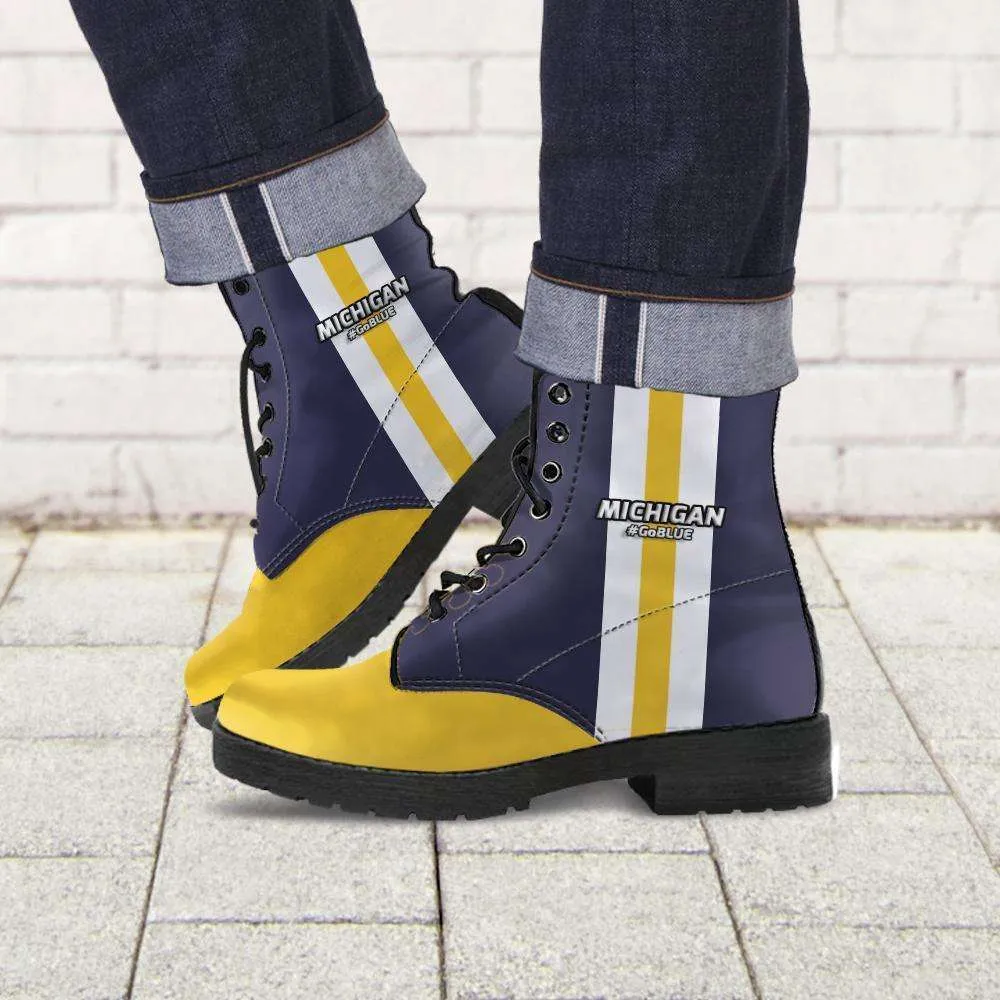 #GoBlue Michigan Faux Leather 7 eye Lace-up Boots