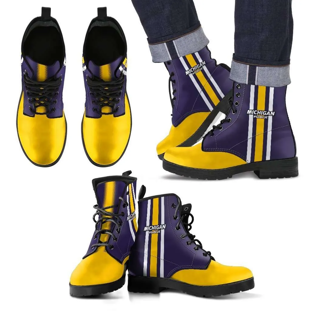 #GoBlue Michigan Faux Leather 7 eye Lace-up Boots
