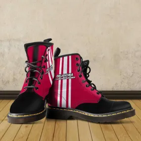 #HereComesTheBoomer Oklahoma Fan Faux Leather 7 Eye Lace-up Boots