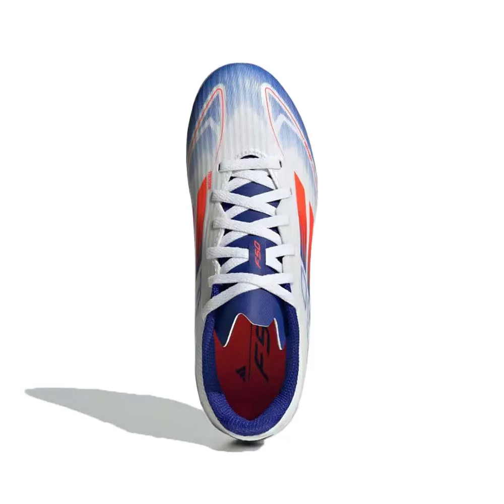 Youth Jr F50 League FG/MG Soccer Cleats - Cloud White/Solar Red/Lucid Blue - Regular (D)